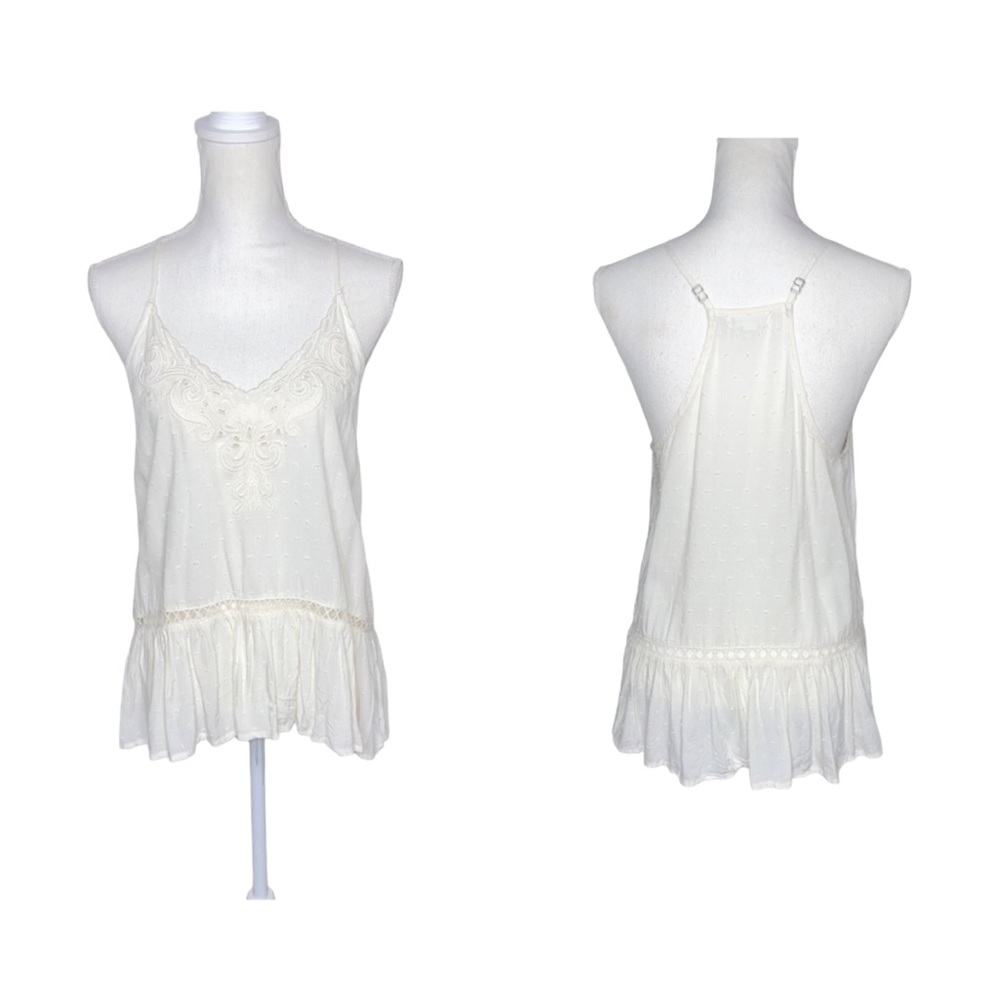 LOVE ON A HANGER Ivory V-Neck Peplum Tank M NWOT